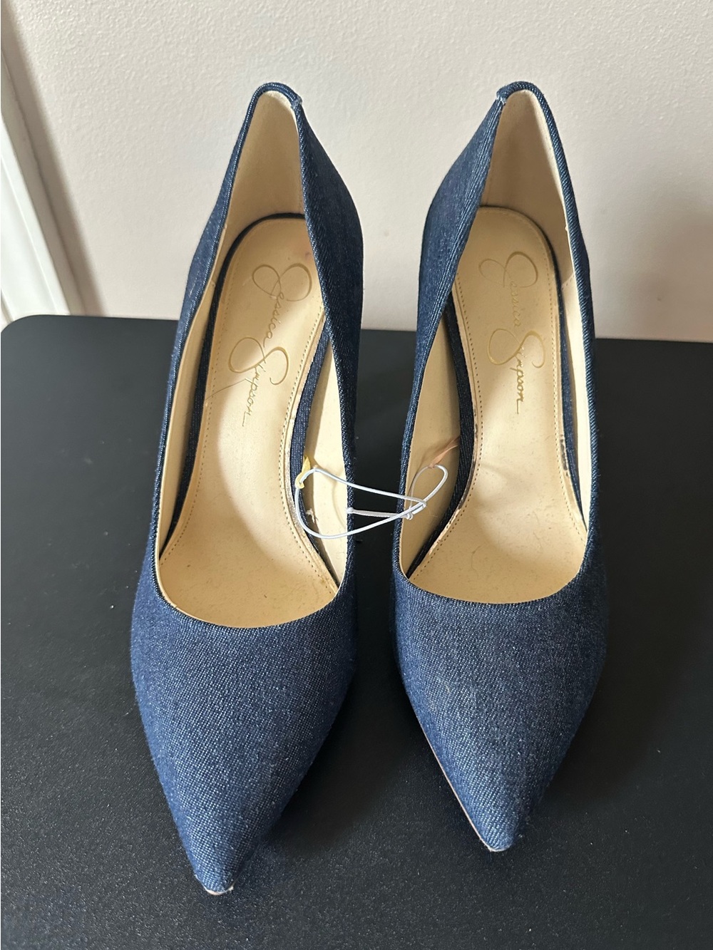 Jessica Simpson Dark Blue Pointed-Toe Denim Pumps